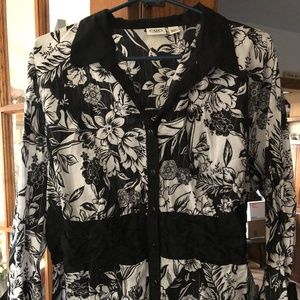Cato Black and White Flowered Tunic